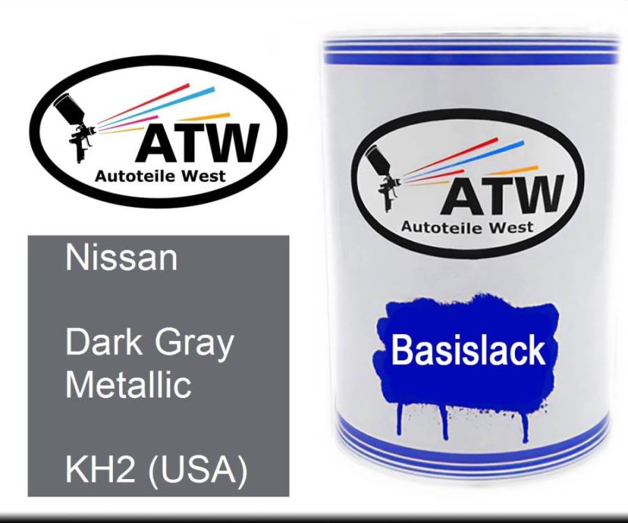 Nissan, Dark Gray Metallic, KH2 (USA): 500ml Lackdose, von ATW Autoteile West.